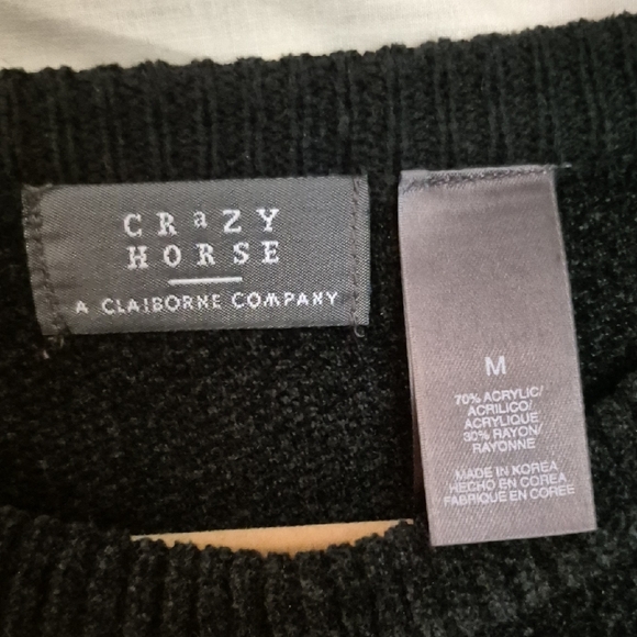 Liz Claiborne unisex or women's Black and Gray Patterned Crewneck Sweater - Picture 3 of 9